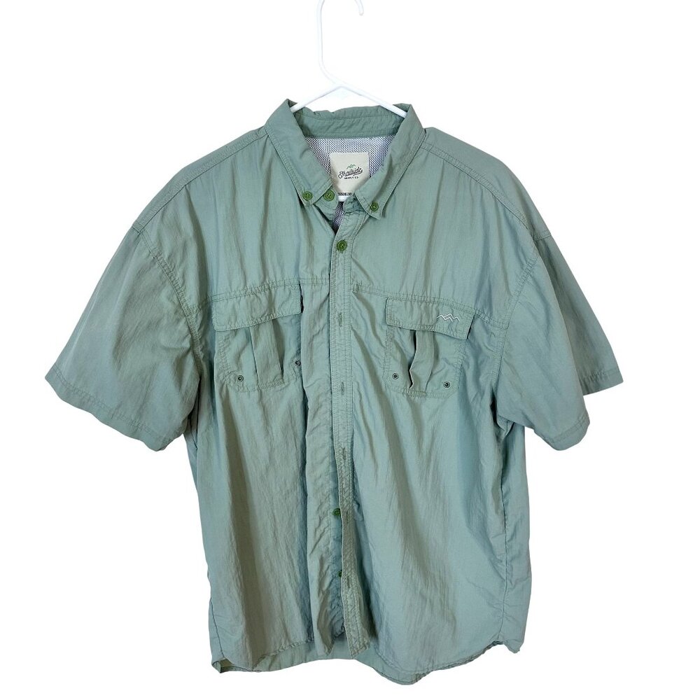 Trailside Supply Co Mens Shirt Green Short Sleeve Button Up XL Outdoor Wear